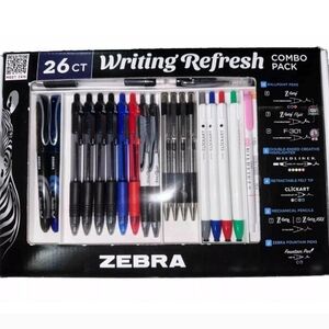 Zebra Pens Combo Pack Writing Refresh 26 Count Z-Grip ClickArt Fountain …
